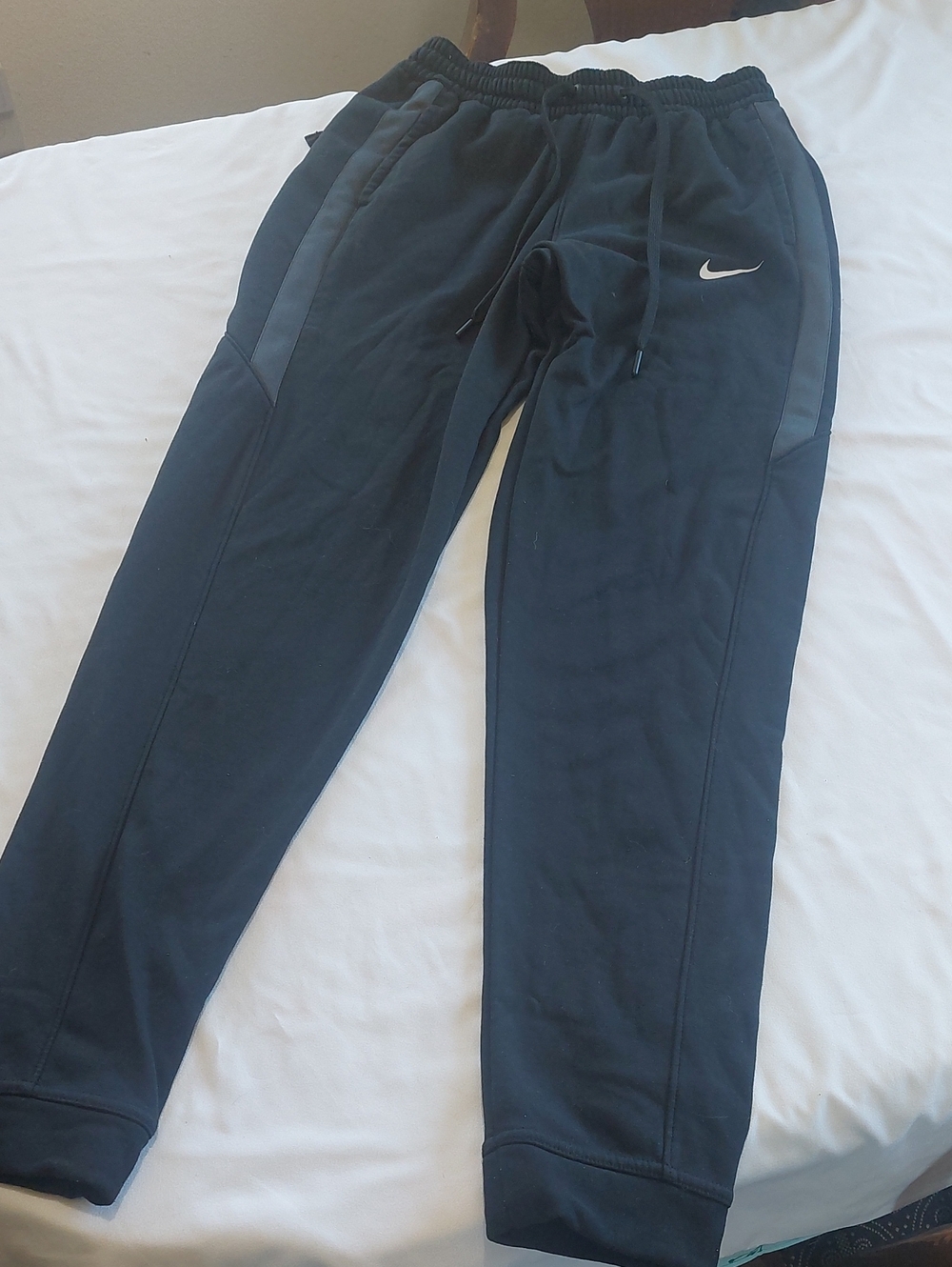 Nike Black Jogger Pants with White Swoosh.Size Small